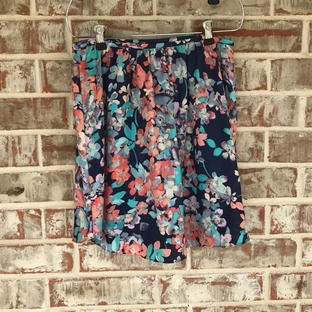Lauren Conrad Navy‎ Floral Mini Skirt